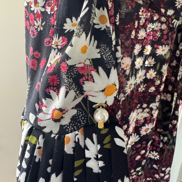 Mother of Pearl Black Floral Maxi Dress with Pink Trim - Picture 3 of 4